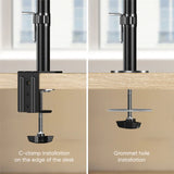 D208E Noir, Support de bureau pour 2 écrans de 13" à 34" et 8 kg chacun