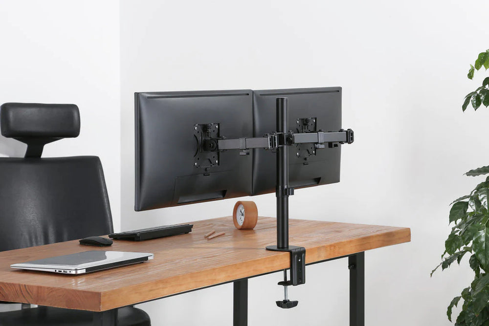 D221E Noir, Support de bureau pour 2 écrans de 13" à 34" et 8 kg max chacun