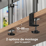 D421E Noir, Support de bureau pour quatre écrans de 13" à 32", 8 kg max chacun