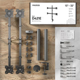 D421E Noir, Support de bureau pour quatre écrans de 13" à 32", 8 kg max chacun