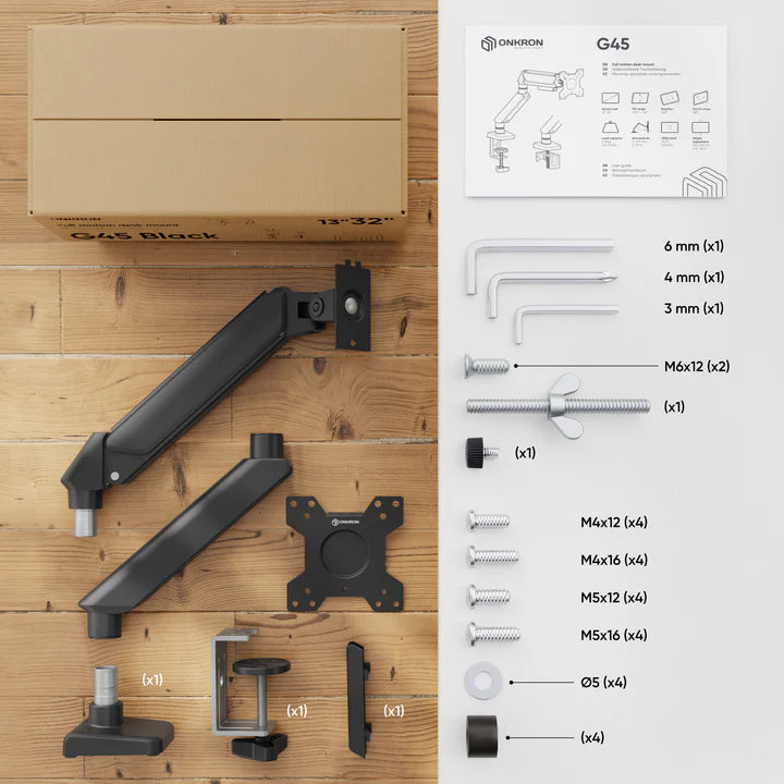 G45-B Support de bureau pour écrans de 13" à 32", poids max 8 kg, Noir