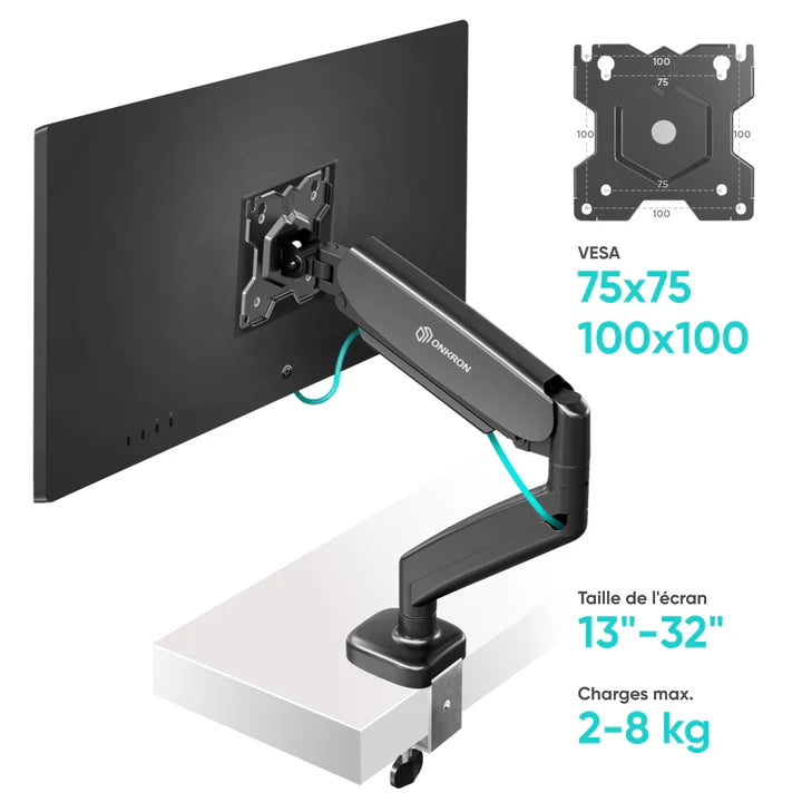 G50 Noir, Support de bureau pour écrans de 13" à 32", 8 kg max