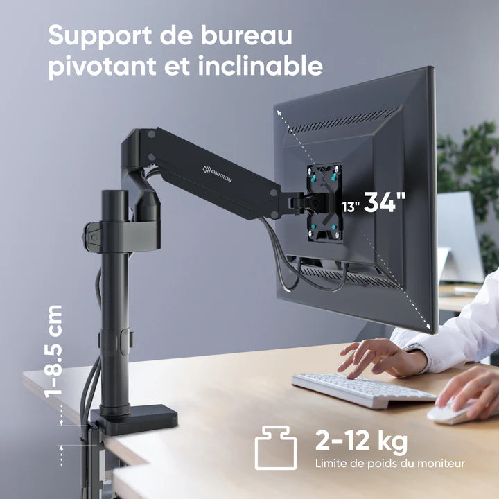 G75 noir, Support de bureau pour écrans de 13" à 34", 12 kg max