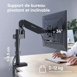 G75 noir, Support de bureau pour écrans de 13" à 34", 12 kg max