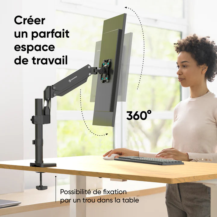 G75 noir, Support de bureau pour écrans de 13" à 34", 12 kg max
