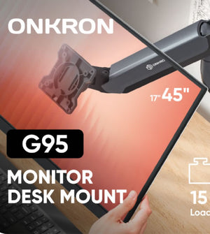 G95 Support de bureau ONKRON pour moniteur 17"-45", inclinable et pivotant, avec rotation