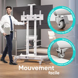 TS1552 WHT Support TV sur pied à roulettes pour des téléviseurs de 40 à 70 pouces Blanc