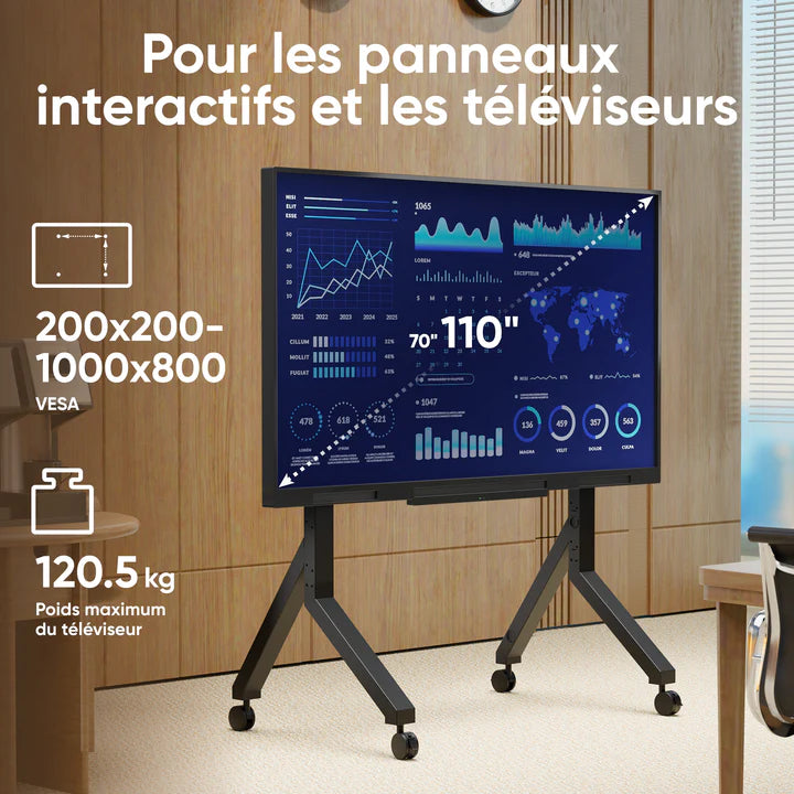 TS2081 Support Mobile pour Télévision 70"-110", max 125 kg, Noir