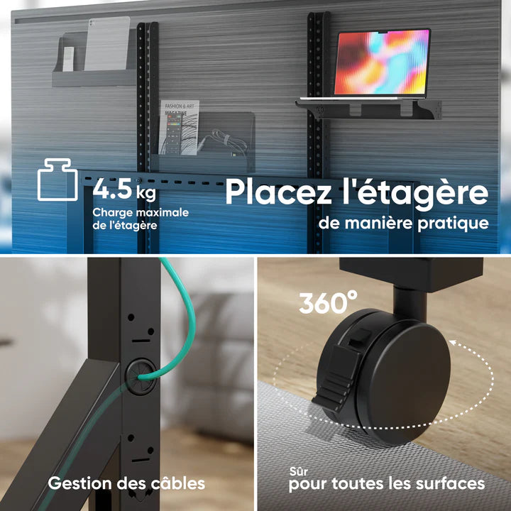 TS2081 Support Mobile pour Télévision 70"-110", max 125 kg, Noir