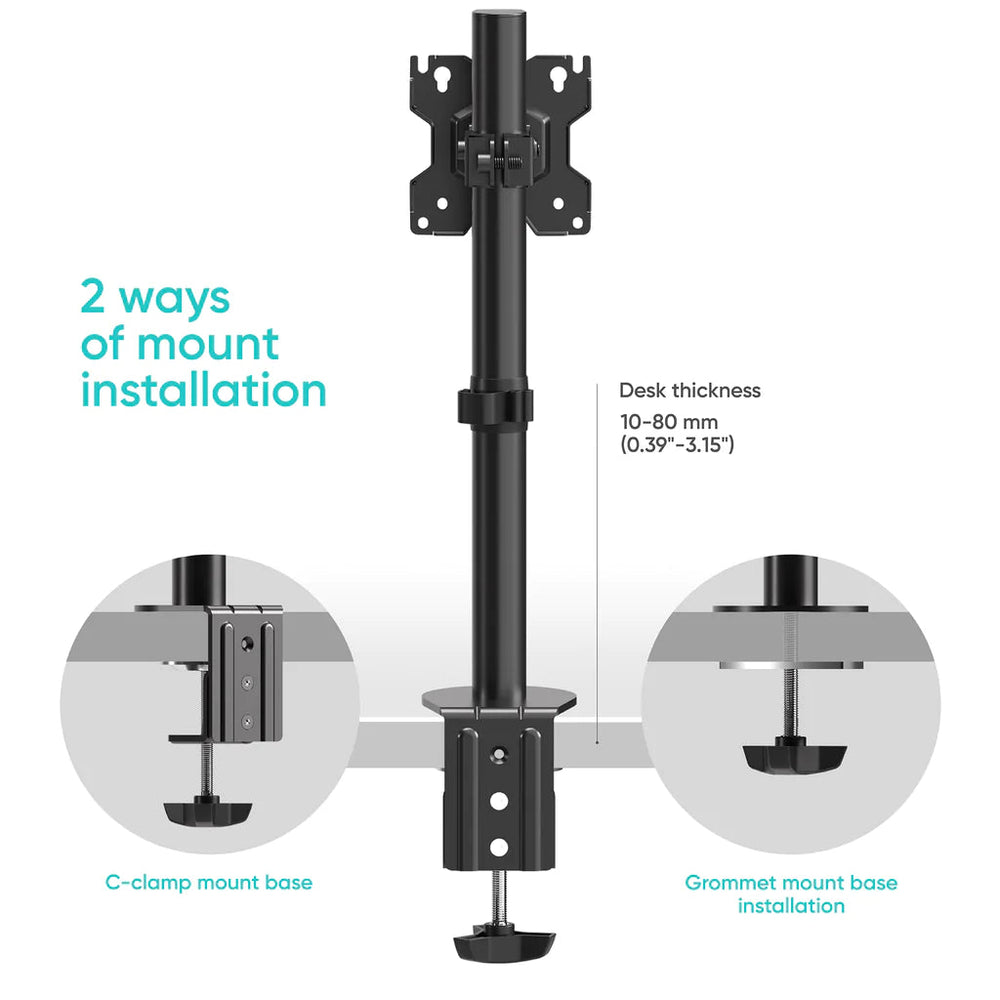 Onkron d101e blk support de bureau pour écran pc ou tv de 13à 34